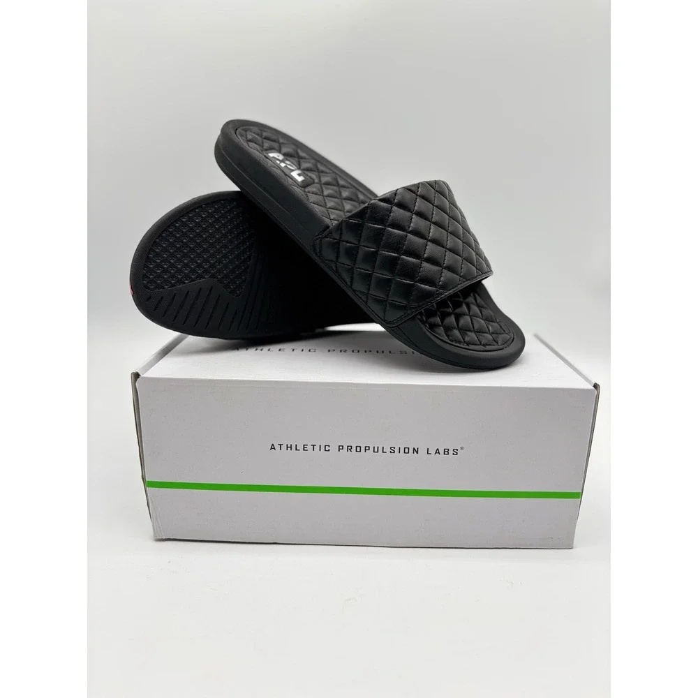 APL Athletic Propulsion Labs Lusso Quilted Slides Black Mens 8 Womens 9 Sandal